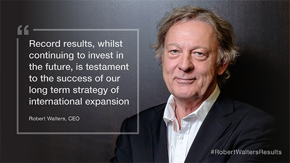 Chief executive, Robert Walters, stands alongside quote. "Record results, whilst continuing to invest in the future, is testament to the success of our long term strategy of international expansion" 