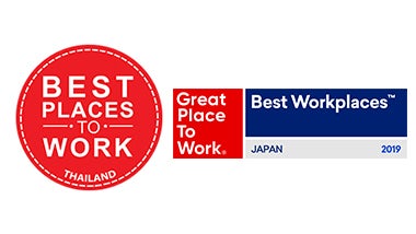 Best places to work Thailand and Great Place to Work Japan award logos